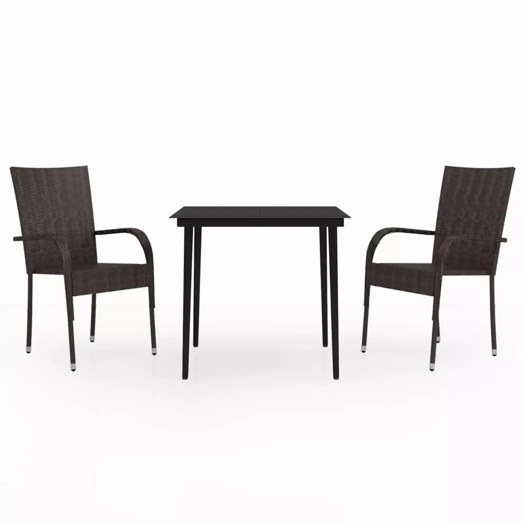 VidaXL - Ensemble de salle à manger de jardin rotin synthétique, One Size, Marron