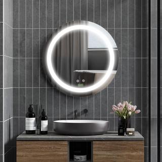 Northio Specchio da bagno, Ø50 cm IP44, specchio da bagno con illuminazione a LED, funzione touch, funzione memory, antiappannamento  