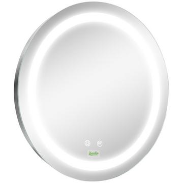 Specchio da bagno, Ø50 cm IP44, specchio da bagno con illuminazione a LED, funzione touch, funzione memory, antiappannamento