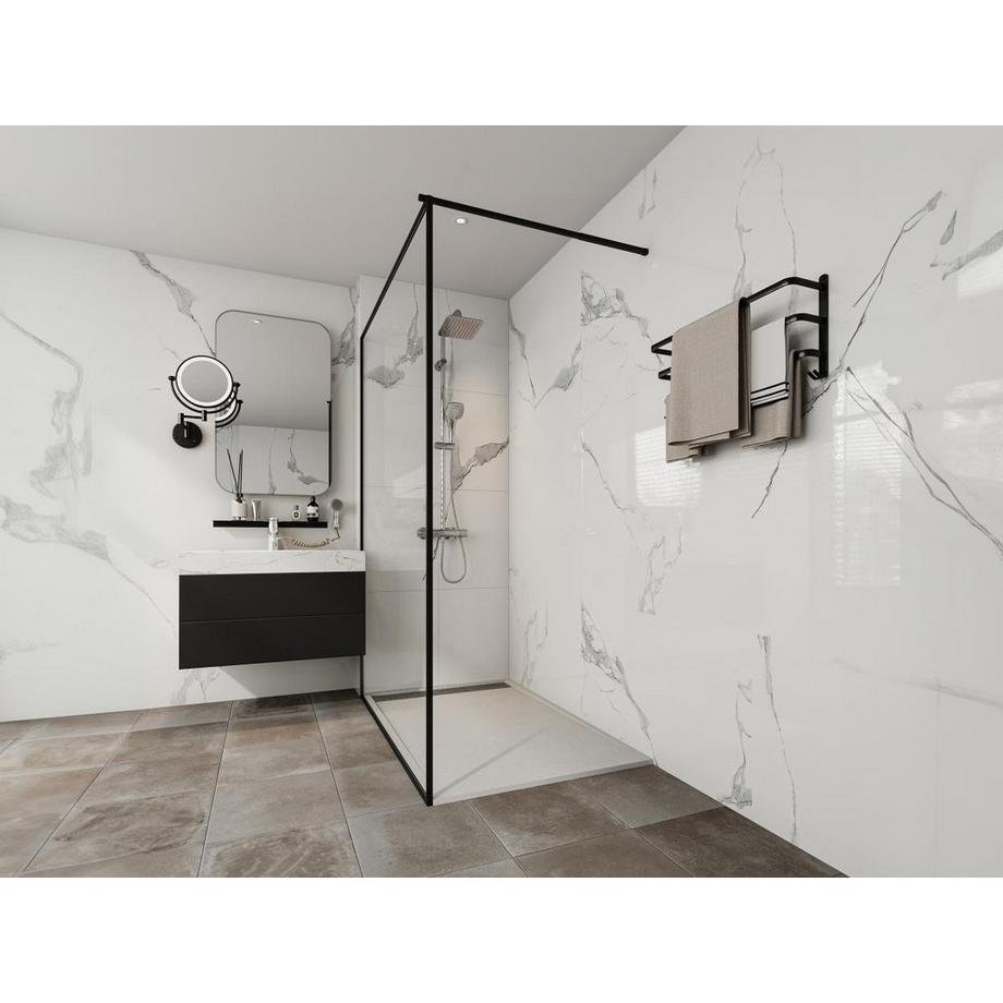 Vente-unique Receveur à poser ou à encastrer en résine avec siphon - Blanc - 140 x 90 cm - LYROSA  