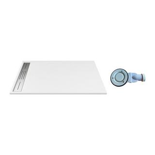 Vente-unique Aufsatz- oder Einbauduschtasse - Kunstharz - mit Siphon - Weiß - 140 x 90 cm - LYROSA  