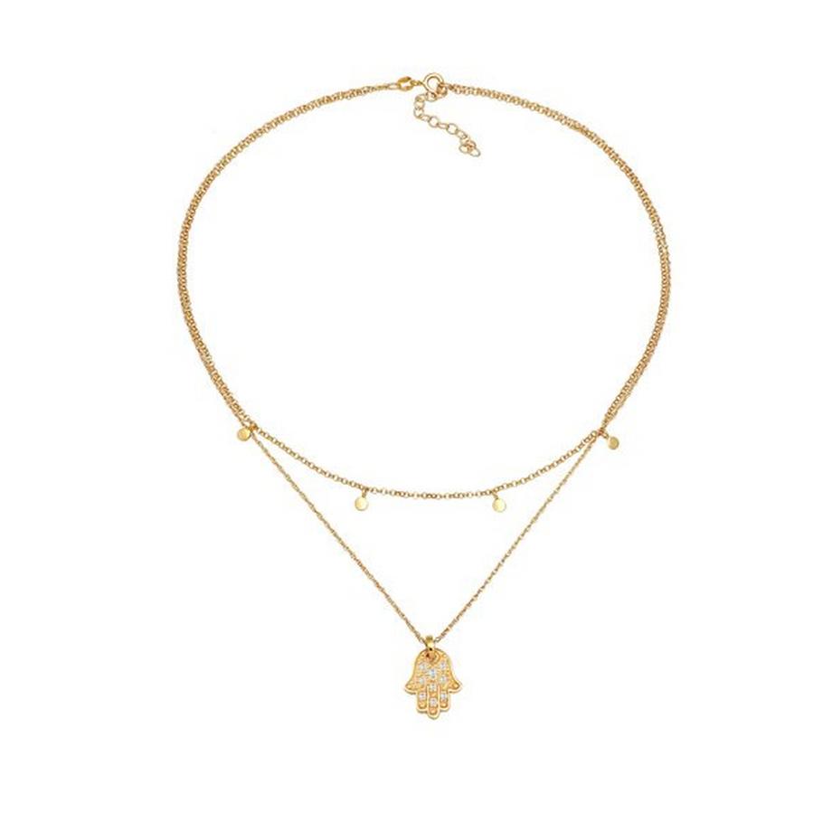 Elli  Halskette Choker Plättchen Fatimas Hand Zirkonia 