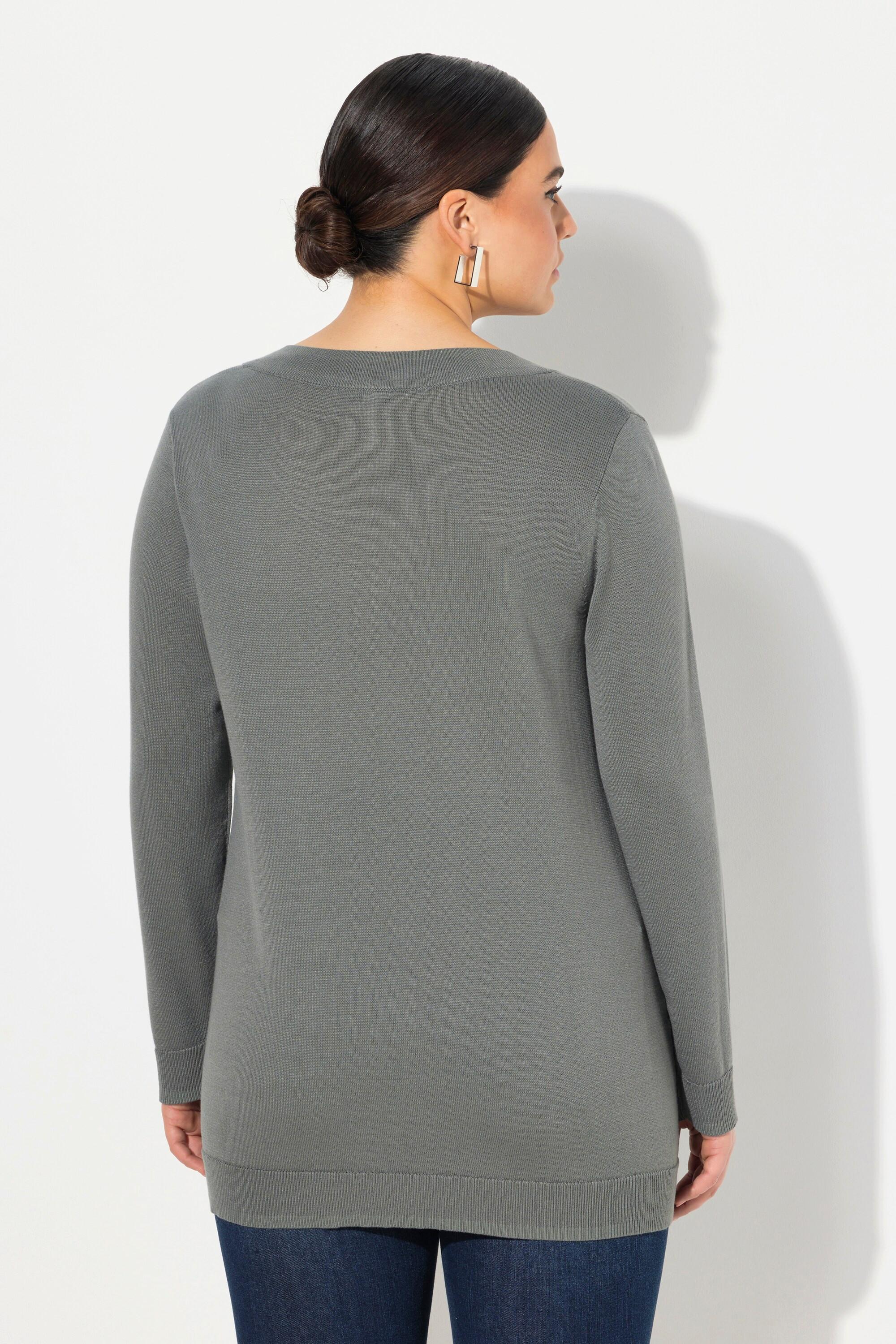 Ulla Popken  Pullover, V-Ausschnitt, Langarm, weicher Feinstrick 