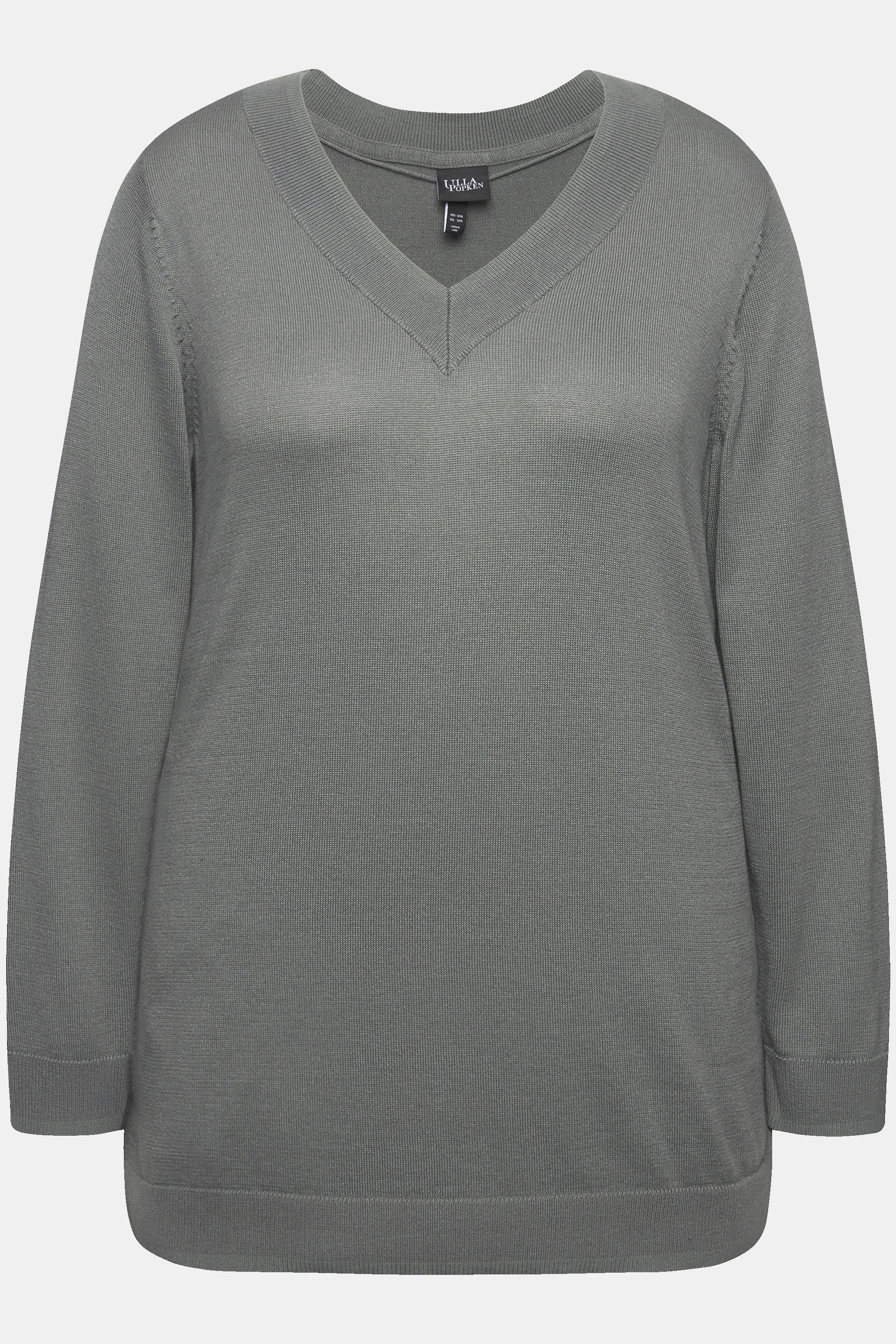 Ulla Popken  Pullover, V-Ausschnitt, Langarm, weicher Feinstrick 