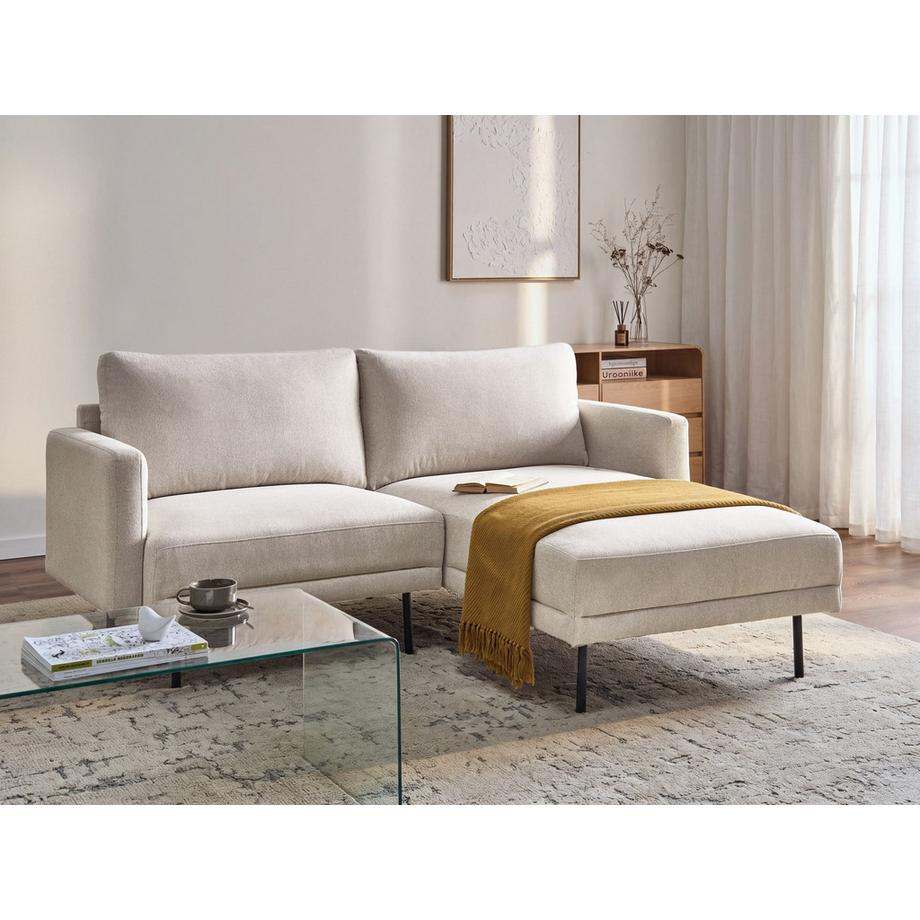 Beliani Linksseitiges Ecksofa aus Stoff  BREDA  