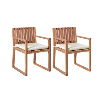 Lot de 2 chaises de jardin avec coussins en Bois d'acacia certifié FSC® Traditionnel SASSARI PREMIUM
