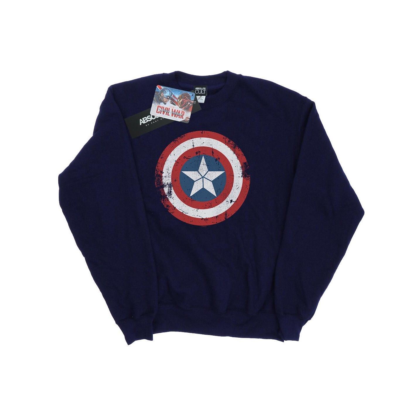 Image of Captain America Civil War Distressed Shield Sweatshirt Damen Marine XXL