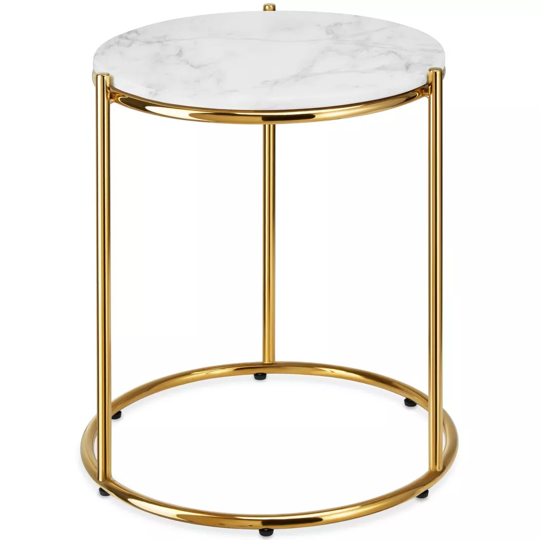 Tectake - Table d'appoint plaque en marbre de haute qualité 43 x 43 x 50,5 cm