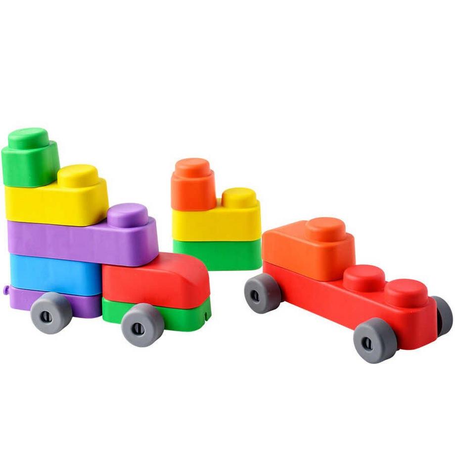 Activity-board  Lernspielzeug, Soft Blocks Plus Wheels - 10 Blöcke und 8 Räder 