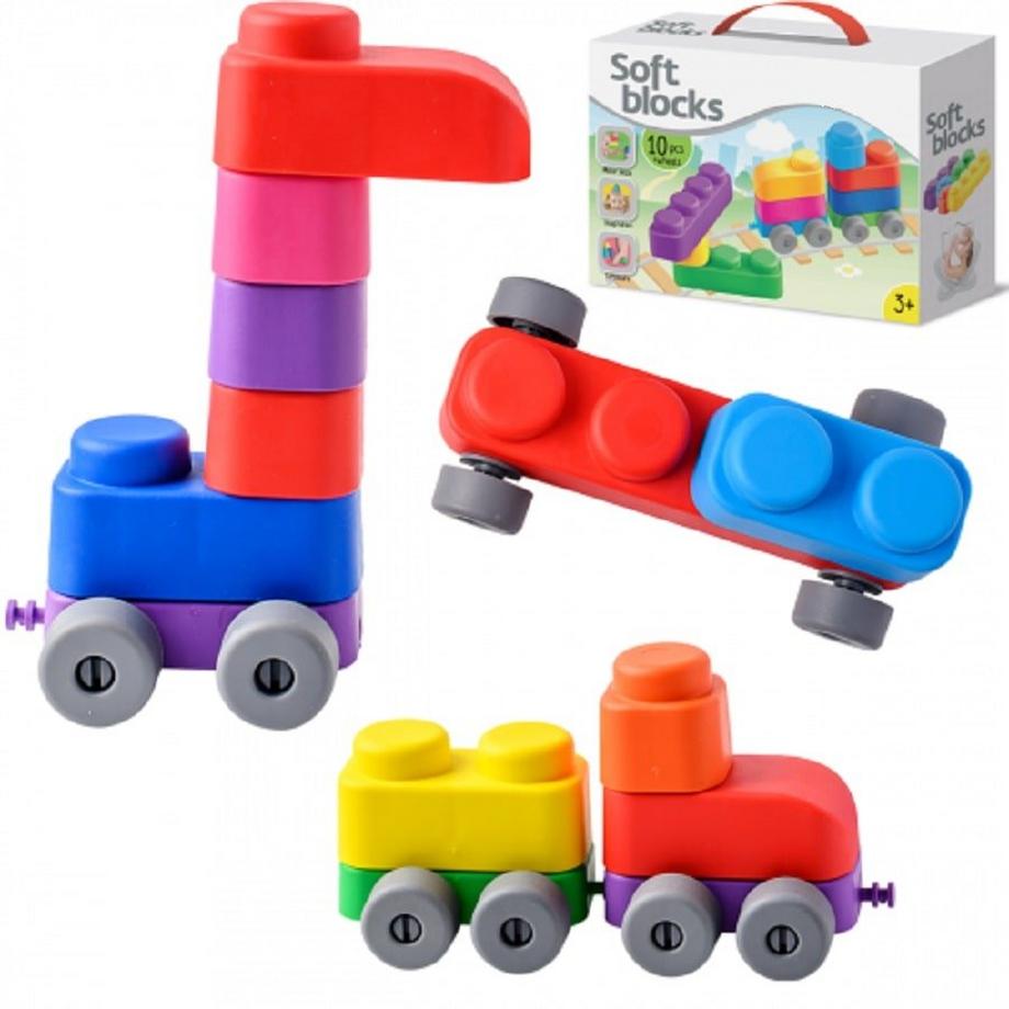 Lernspielzeug, Soft Blocks Plus Wheels - 10 Blöcke und 8 Räder