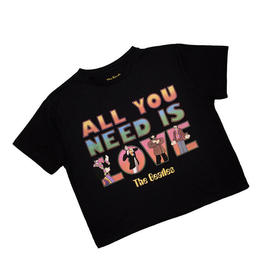 The Beatles Yellow Submarine Aynil Stacked Kurzes Top  