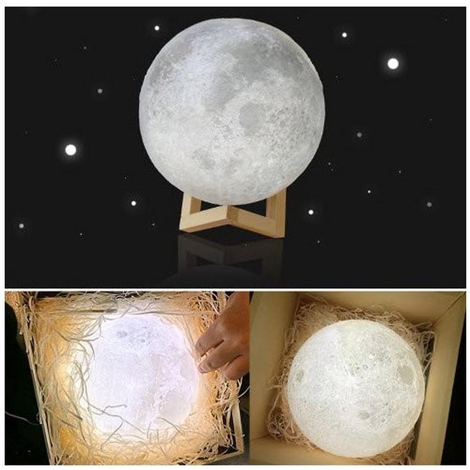 Geschenkidee (Ø 15 cm) Lampe LED lune 3D réglage tactile  