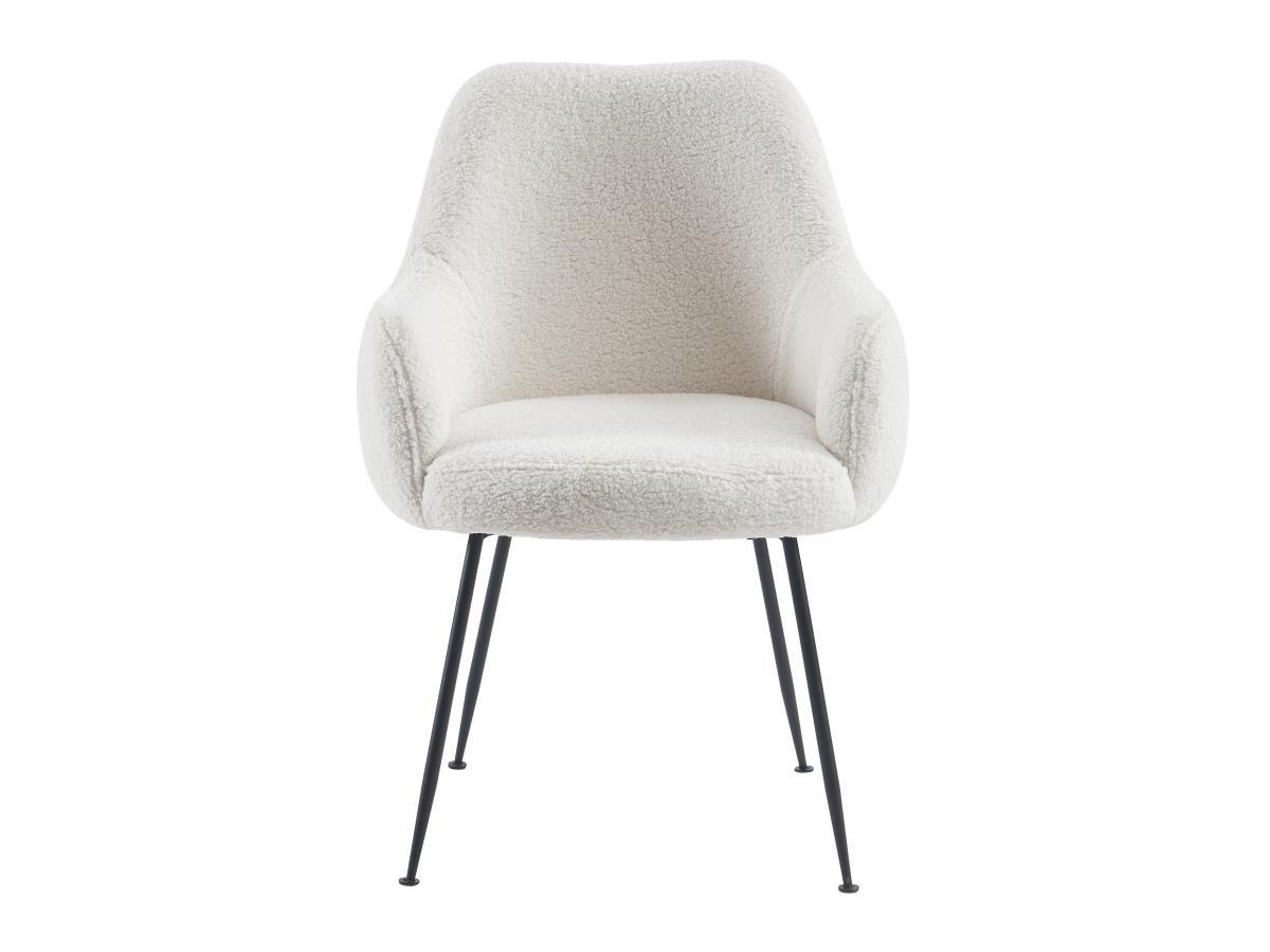 PASCAL MORABITO Lot de 6 chaises avec accoudoirs en tissu bouclette et métal - Blanc - TOYBA de Pascal Morabito  