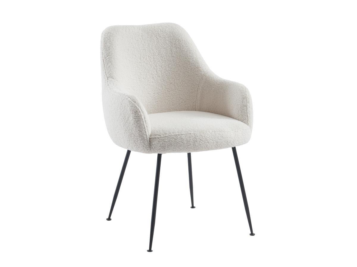 PASCAL MORABITO Lot de 6 chaises avec accoudoirs en tissu bouclette et métal - Blanc - TOYBA de Pascal Morabito  