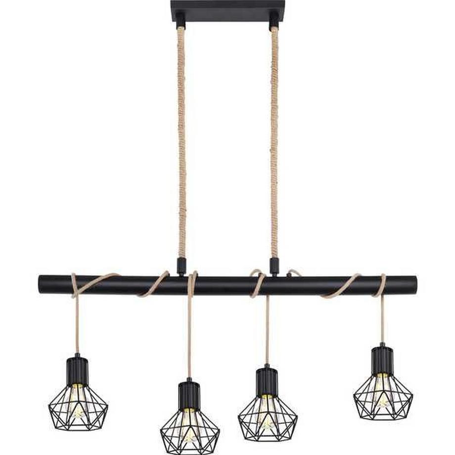 mutoni Lampe à suspension Priska métal noir 4xE27  