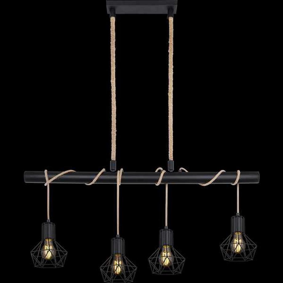 mutoni Lampe à suspension Priska métal noir 4xE27  