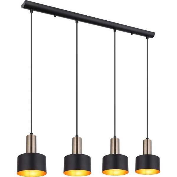 mutoni Lampe à suspension Swinni métal noir 4xE27  