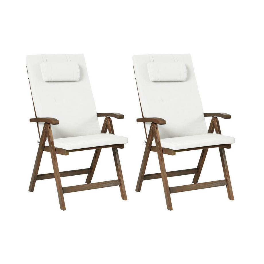 Set mit 2 Stühlen und Sitzkissen aus Akazienholz  AMANTEA PREMIUM