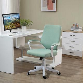 Northio Chaise De Bureau Chaise De Bureau Avec Fonction Berçante Dossier Épais Rembourré Ergonomique Roulettes Pivotantes À 360° Polyester Vert + Blanc 62X69X92-100 Cm  