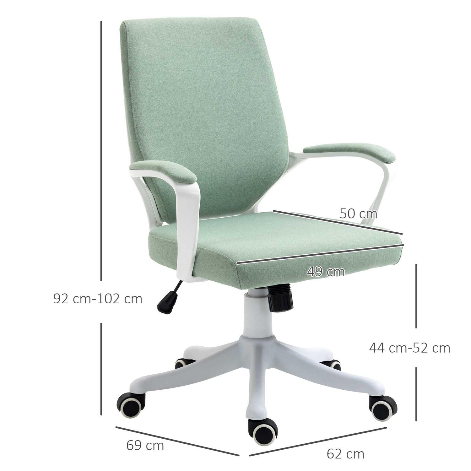Northio Chaise De Bureau Chaise De Bureau Avec Fonction Berçante Dossier Épais Rembourré Ergonomique Roulettes Pivotantes À 360° Polyester Vert + Blanc 62X69X92-100 Cm  