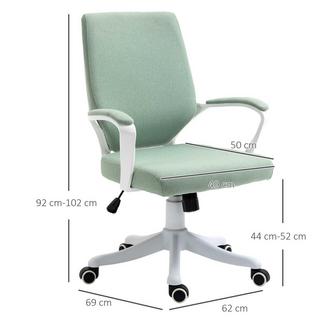 Northio Chaise De Bureau Chaise De Bureau Avec Fonction Berçante Dossier Épais Rembourré Ergonomique Roulettes Pivotantes À 360° Polyester Vert + Blanc 62X69X92-100 Cm  