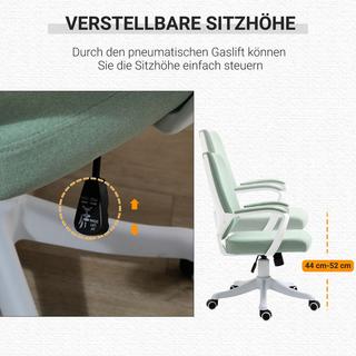 Northio Chaise De Bureau Chaise De Bureau Avec Fonction Berçante Dossier Épais Rembourré Ergonomique Roulettes Pivotantes À 360° Polyester Vert + Blanc 62X69X92-100 Cm  