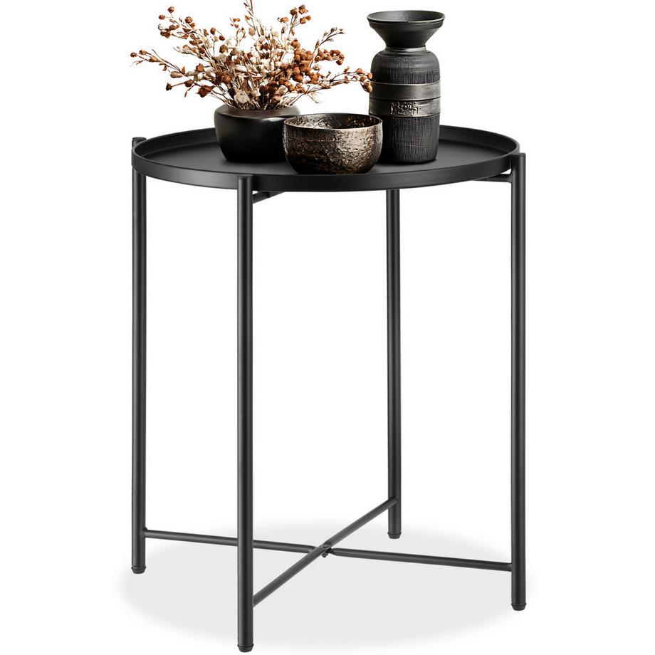 Beistelltisch Chester Stahl rund mit abnehmbarer Ablage