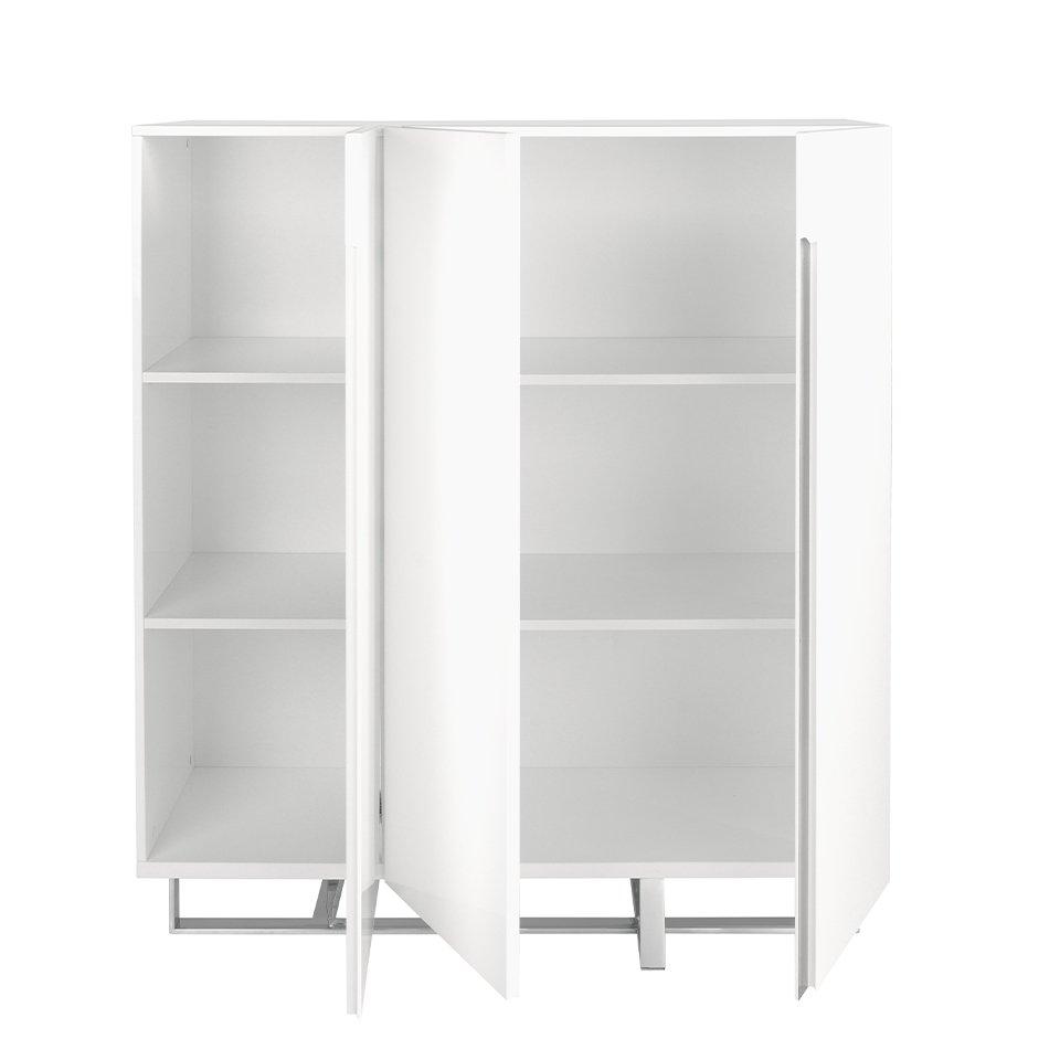 ANGEL CERDA Credenza alta in legno bianco e acciaio cromato  