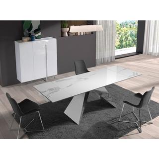 ANGEL CERDA Buffet haut en bois blanc et acier chromé  