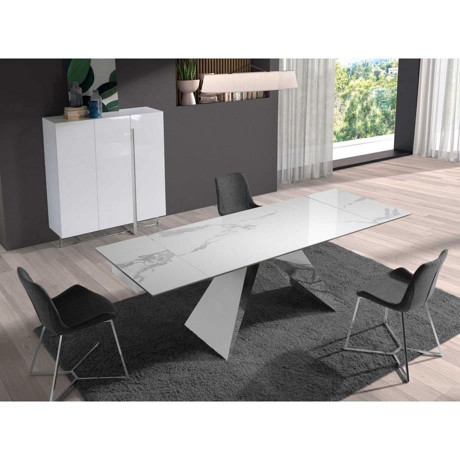 ANGEL CERDA Credenza alta in legno bianco e acciaio cromato  