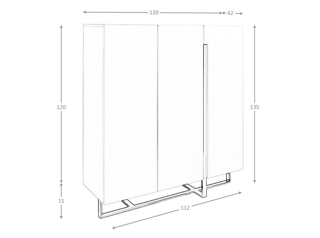 ANGEL CERDA Credenza alta in legno bianco e acciaio cromato  