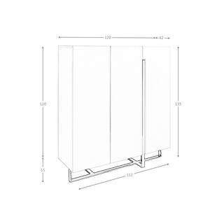ANGEL CERDA Buffet haut en bois blanc et acier chromé  