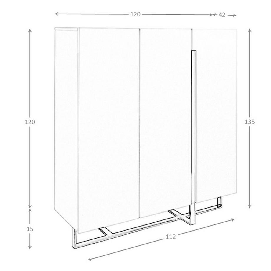 ANGEL CERDA Credenza alta in legno bianco e acciaio cromato  