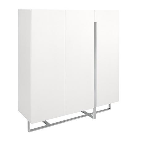 ANGEL CERDA Credenza alta in legno bianco e acciaio cromato  