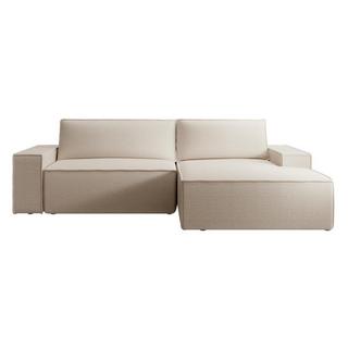 Vente-unique Ecksofa mit Schlaffunktion - Ecke rechts - Strukturstoff - Beige - AMELIA  