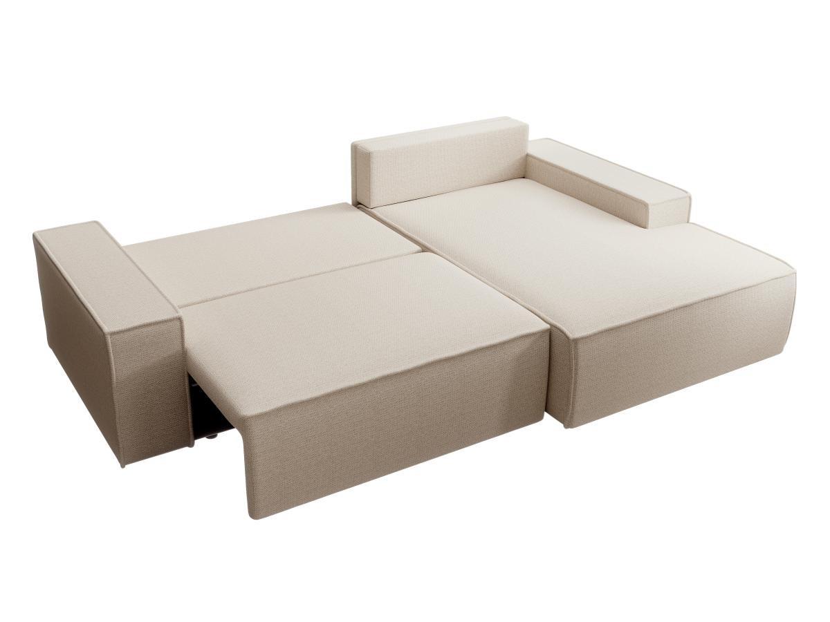 Vente-unique Ecksofa mit Schlaffunktion - Ecke rechts - Strukturstoff - Beige - AMELIA  