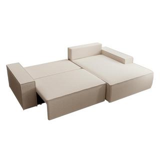 Vente-unique Canapé d'angle droit convertible en tissu texturé beige AMELIA  