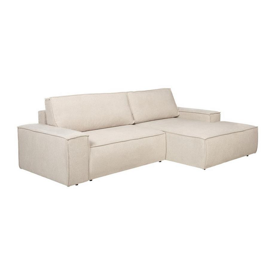 Vente-unique Canapé d'angle droit convertible en tissu texturé beige AMELIA  