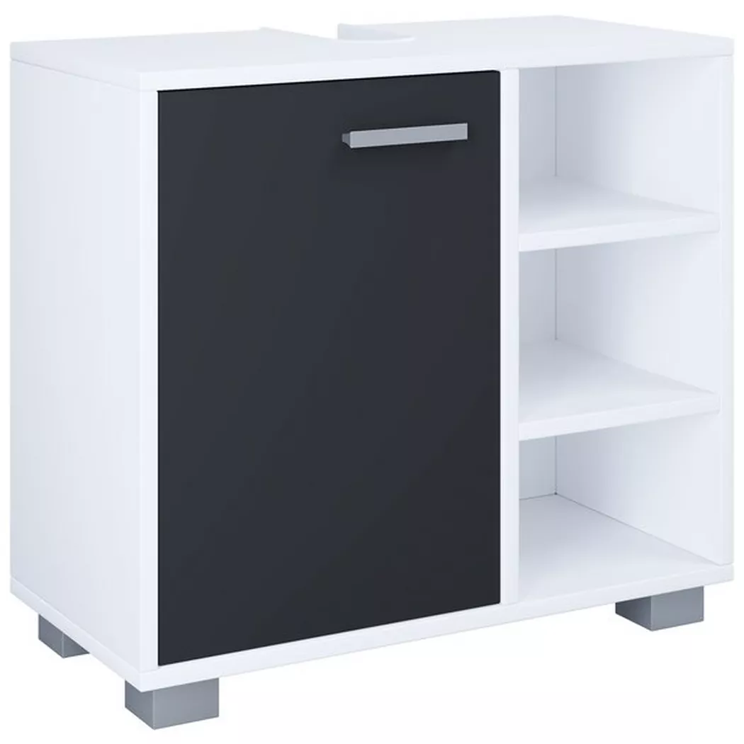 VCM - Meubles de salle de bain en bois Zalo L, One Size, Blanc / anthracite