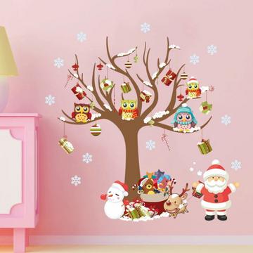 Adesivo murale Tattoo Sticker Albero di Natale e Babbo Natale