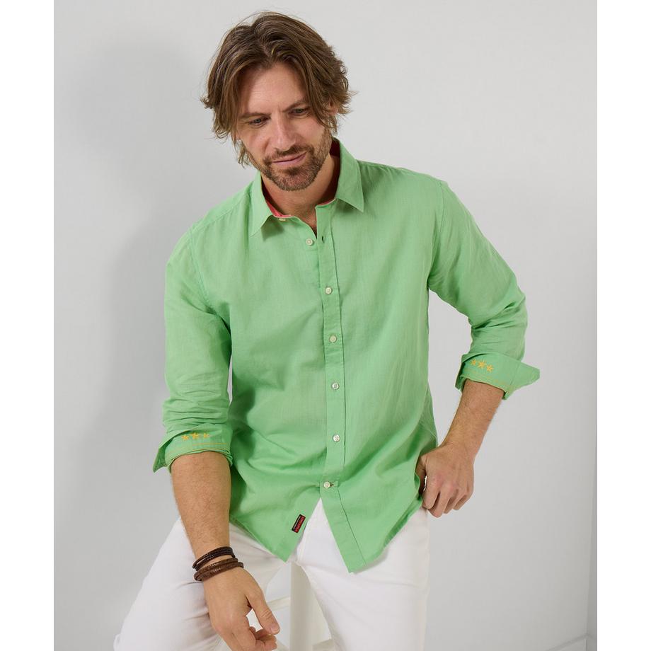 Chemise à manches longues en mélange de lin