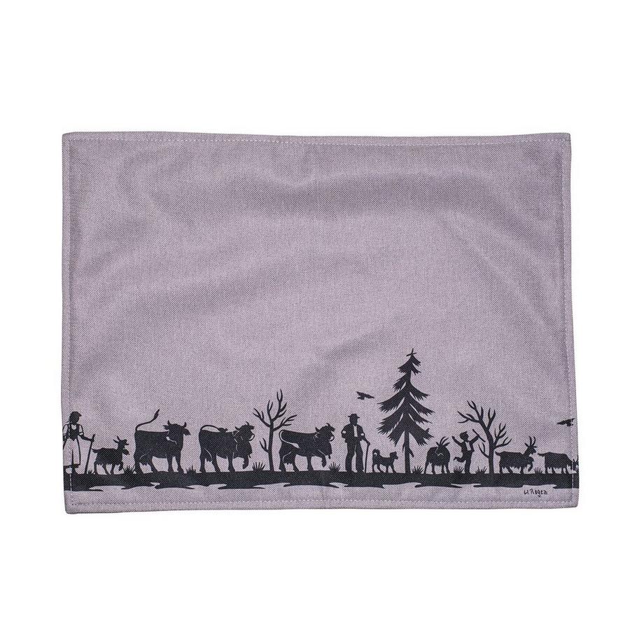 Alpaufzug Familie Tischset, grau, 6er-Set, 33 x 45 cm