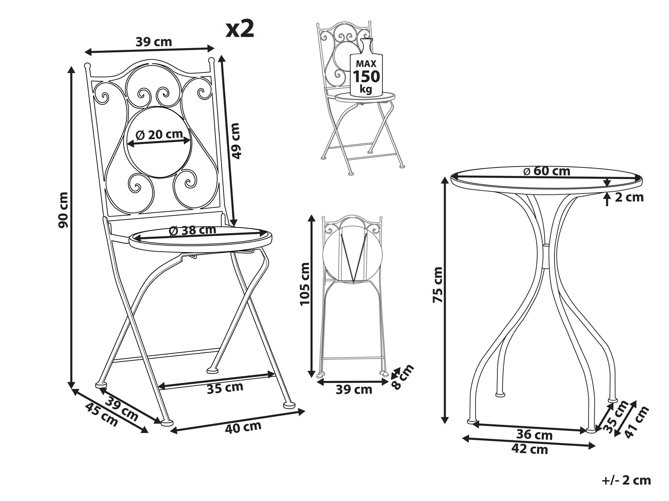 Beliani Bistro Set aus Eisen Retro CAMPRENA  