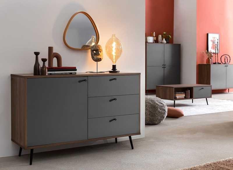 mutoni Credenza noce 118x40x76 grigio  