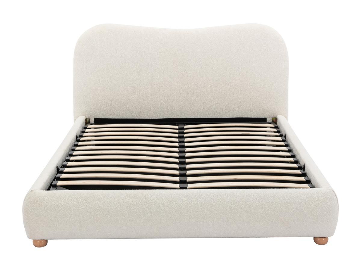 Vente-unique Bett mit Bettkasten - 160 x 200 cm - Bouclé-Stoff - Weiß - VANARI  