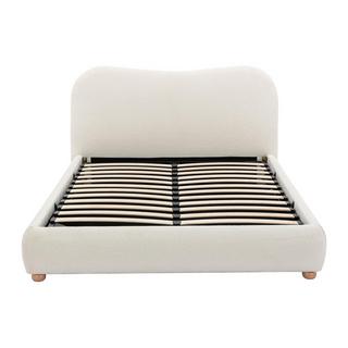 Vente-unique Bett mit Bettkasten - 160 x 200 cm - Bouclé-Stoff - Weiß - VANARI  