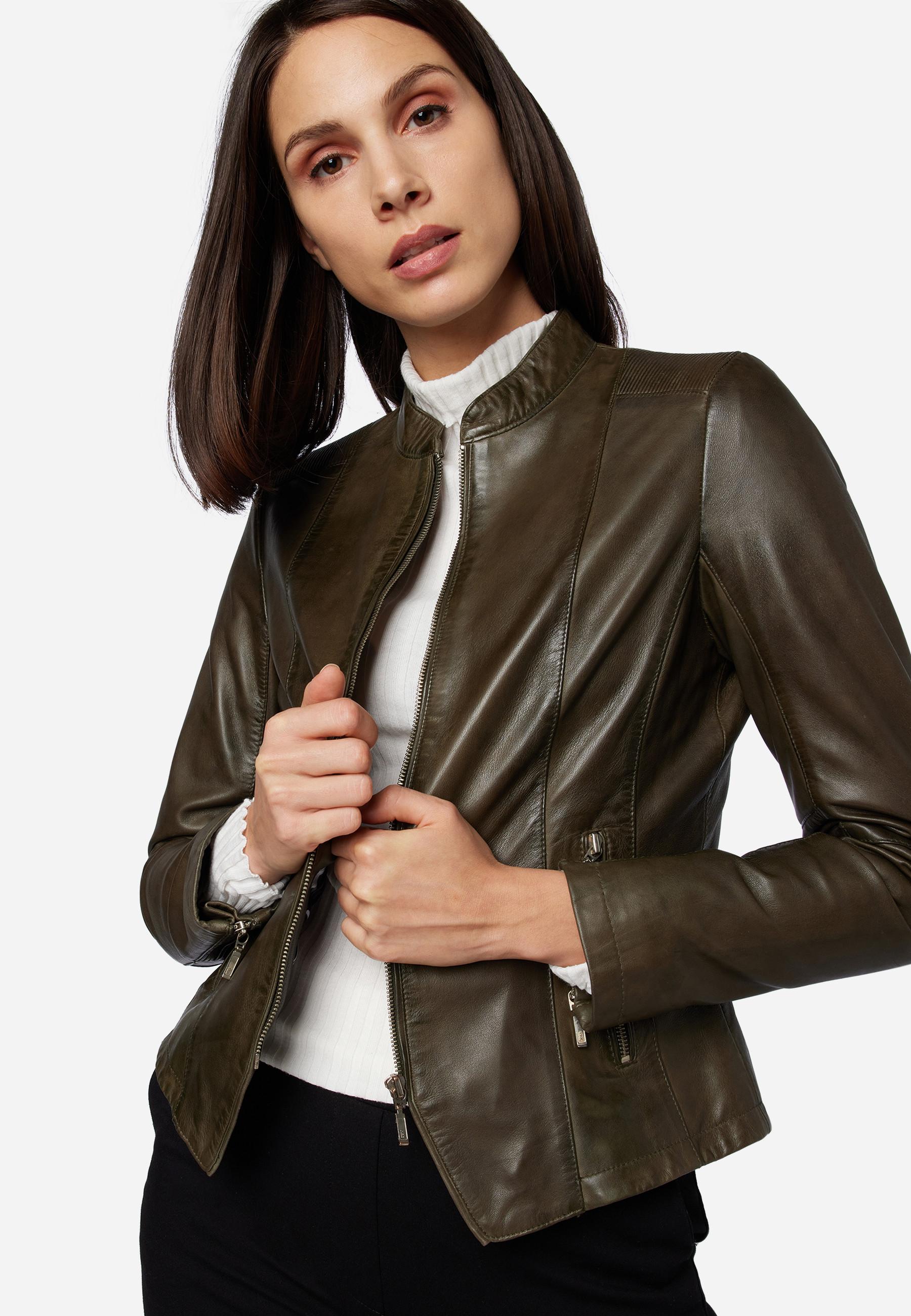 RICANO  Veste en cuir s Abigale, style classique en cuir d'agneau ultra doux 