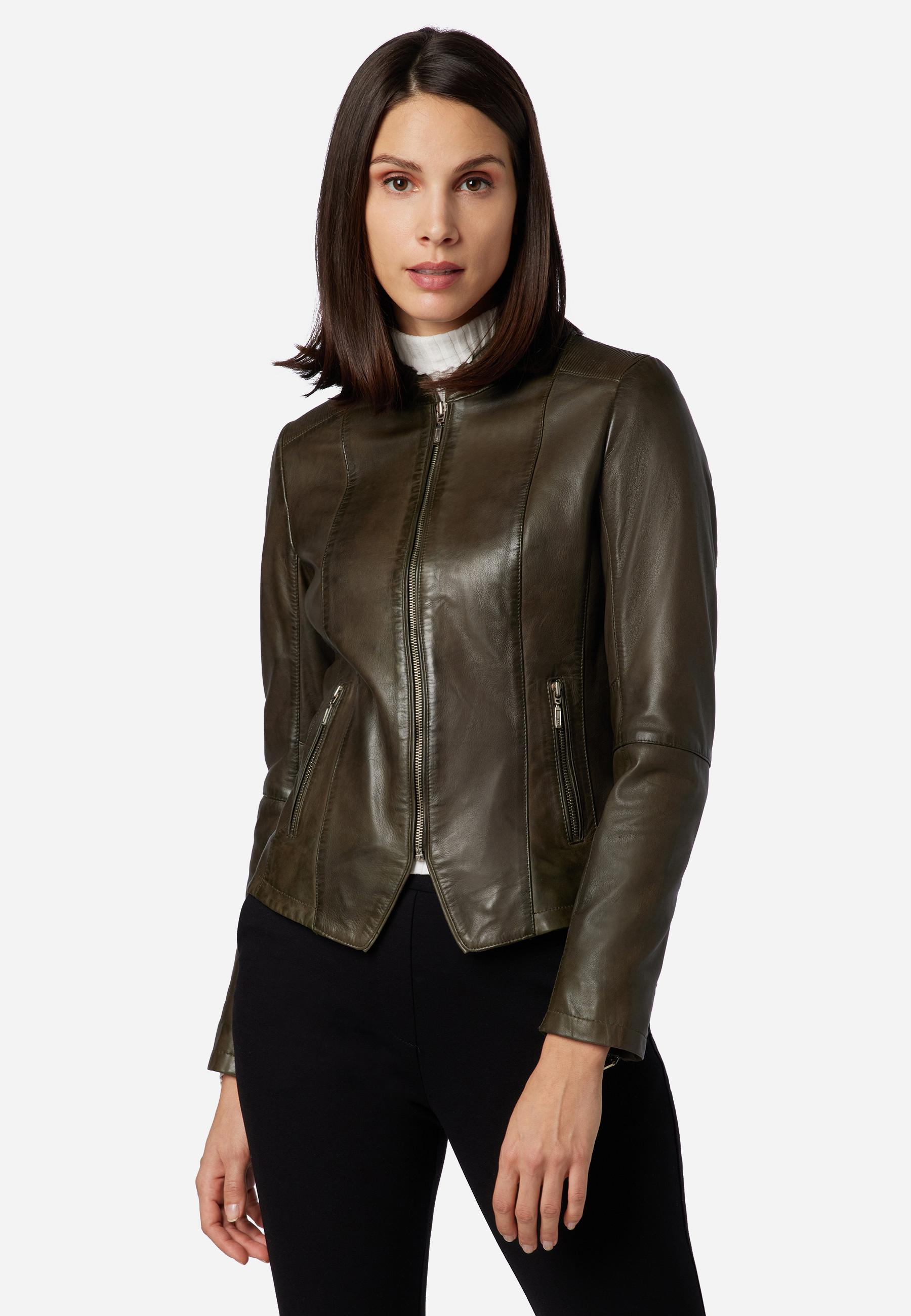 RICANO  Veste en cuir s Abigale, style classique en cuir d'agneau ultra doux 