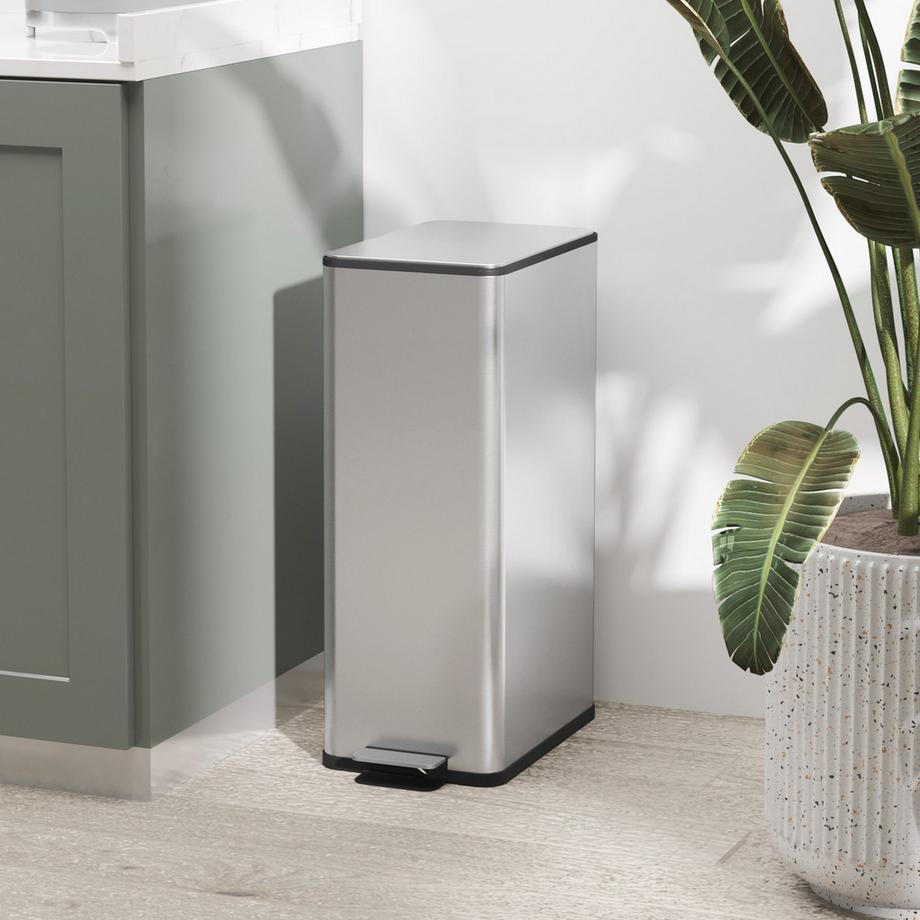 Northio Pattumiera per rifiuti Pattumiera a pedale da 20 litri in acciaio inossidabile con coperchio e pedale, pattumiera per cosmetici con contenitore interno per soggiorno e ufficio, 21,5 x 37,2 x 57 cm  
