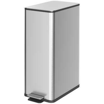 Pattumiera per rifiuti Pattumiera a pedale da 20 litri in acciaio inossidabile con coperchio e pedale, pattumiera per cosmetici con contenitore interno per soggiorno e ufficio, 21,5 x 37,2 x 57 cm